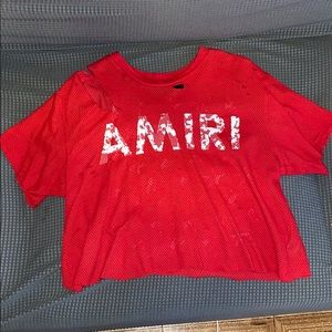 Amiri Mesh Star Cropped T-Shirt IN RED